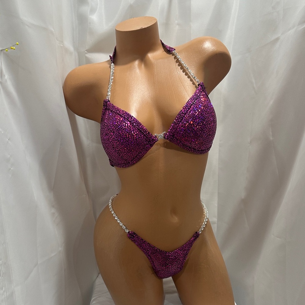 Purple competition, Wellness bikini handmade NWT  34B small bottoms
